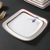 Plato de Melamina Imitación Porcelana Plástico Cuadrado Platos Fríos Plato para Comida Rápida Plato para Saltear Restaurante con Tapa para Arroz y Agua para Uso Comercial