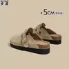 Em estoque~Versão em couro de vaca sola de cortiça sem calcanhar sapatos Birkenstock femininos bico fechado slip-on sapatos casuais para preguiçosos