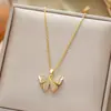 Collar coreano transfronterizo de venta caliente con micro incrustaciones de circonita de acero de titanio para mujer, moda, sentido de alta gama, temperamento, cadena de clavícula, joyería que no se desvanece
