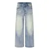 Jeans de mezclilla básicos estilo americano con lavado desgastado para hombre, marca punk de moda, pantalones rectos holgados vintage degradados