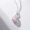 Collar de Plata de Ley S925 Corte Flor de Hielo para Mujer, Diamante Rosa, Diamante de Alto Carbono, Colgante Gota de Agua, Cadena para Clavícula Incrustada con Diamantes Completos, Artículo Popular Transfronterizo