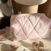 Bolsa de Maquiagem Feminina Verde Roxa Forrada com Cereja Bolsa para Artigos de Higiene Pessoal Maquiagem de Viagem e Coleção de Cuidados com a Pele