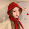 Pasamontañas Coreano Suéter de Moda Gorro de Punto Chal con Capucha para Mujer Cálido de Una Pieza Gorro de Lana con Botones Moderno