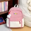 Mochila estudantil xadrez color block, mochila de grande capacidade, mochila simples e versátil, bolsa de viagem, leve e casual
