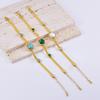 Pulsera de Cadena Trenzada Tejida Transfronteriza Flor Turquesa Diamante Lujo Ligero Zircón Verde Perla Pulsera Acero Titanio Color Libre