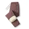 Pantalones de algodón ultrasónicos transfronterizos, pantalones casuales de algodón con borrego de invierno para hombre, talla grande, casual, holgados, forrados de polar, pantalones de correr engrosados