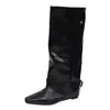 Nuevas botas de caballero para mujer 2026 de pierna recta, versátiles, adelgazantes, con punta cuadrada, botas altas para otoño e invierno con hebilla de cinturón, botas de motocicleta