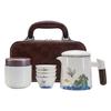 Juego de té portátil de cerámica para viajes, equipo sencillo para acampar al aire libre, taza exprés portátil para picnic al aire libre