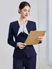 Traje de Negocios Azul Marino para Mujer, Otoño/Invierno, Adecuado para Hotel, Restaurante, Recepción de Eventos y Uniforme de Trabajo de Consultor Médico Estético