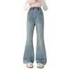 Calça Jeans Flare Infantil Feminina Outono 2026, corte solto para crianças maiores, estudantes e meninas pequenas, calça emagrecedora estilo coreano