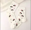 Calcetines Blancos de Dibujos Animados hasta la Pantorrilla para Mujer con Lindos Diseños de Cachorro y Gato, Lunares y Rayas, Transpirables, Calcetines Sencillos y Cómodos