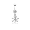 Ancla de Acero Inoxidable Caballo Marino Forma de Corazón Piercing de Ombligo Anillo Azul para Ombligo Joyería para Body Piercing Transfronterizo