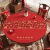 Mantel Redondo de Año Nuevo Impermeable y a Prueba de Aceite, Sin Lavado Rojo Festivo Tapete para Mesa de Café de Año Nuevo, Modelo Nuevo 2026 Tapete Redondo para Mesa de Comedor