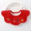Babeiro de Saliva, Algodão Puro, Classe A, para Recém-Nascidos e Bebês, Bib Vermelho, Rotativo, Impermeável, Resistente à Água