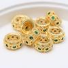 Antiguos accesorios de oro francés con incrustaciones de circonio de color, toro de doble cara, cuentas de agujero grande, espaciador, cuentas de ábaco, joyería DIY hecha a mano