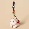Llavero Colgante de Gato Acostado Tallado en Madera Hecho a Mano Creativo, Linda Decoración de Mochila de Gato Vaca, Regalo Exquisito