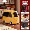 Papelera Estilo Autobús Vintage para Uso Doméstico, con Ruedas, Móvil, Diseño de Ranura Estrecha, Adecuada para Sala de Estar, Dormitorio, Habitación Infantil, Contenedor de Almacenamiento de Papelera Tipo Prensa
