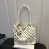 Bolso de hombro casual de moda otoño 2026, bolso tote, nuevo diseño de lunares, lindo bolso de lona para niñas