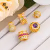 Accesorios Dorados Chapados de Color Duradero para Manualidades con Incrustaciones de Circonita, Cuentas Espaciadoras para Pulseras, Accesorios Dorados Chapados con Flor de Calabaza de Diamante Completo Hueca Calada