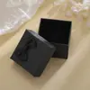 Caja de Almacenamiento con Tapa, Caja de Regalo Cuadrada, Caja de Joyería con Lazo Negro, Caja Portátil para Joyería, Anillos, Pulseras Lista para Enviar