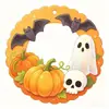 Amazon Mais Vendido Halloween Caveira Fantasma Teia de Aranha Placa de Porta de Madeira Pingente de Decoração de Casa de Madeira Impressão