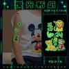 Tatuajes Temporales de Animales de Dibujos Animados de León que Brillan en la Oscuridad para Niños, Hombres y Mujeres, Mono Lindo, Impermeables, Duraderos, Patrón de Brazo, Brillantes