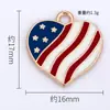 Ventas Directas de Fabricante Transfronterizas Día de la Independencia Americana Colgante de Corazón Accesorios DIY Aleación de Goteo de Aceite Colgante Individual Joyería al por Mayor