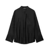 Cross AliExpress 2026 Nova Chegada Primavera Roupas Femininas Temperamento Tendência Simples Bordado Bolso Camisa 4786284