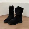 Versión de cuero suave~Botines plisados estilo western para mujer, botines de tacón apilado, estilo británico vintage, botines Martin cortos que aumentan la altura para personas menudas