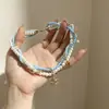 Collar con Colgante de Estrella de Cuentas de Grava Azul Estilo Vacaciones en la Playa para Mujer, Cadena para Clavícula en Capas con Ambiente de Verano