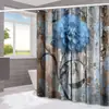 Cortina de ducha serie flores de madera transfronteriza, partición de separación de seco y húmedo para baño del hogar, cortina de ducha con impresión digital, cortina de ducha impermeable