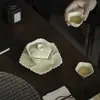 Tetera Floral Pequeña de Cinco Pétalos con Esmalte Verde Estilo Dinastías Tang y Song, Juego de Té Kung Fu, Tetera para Preparar Té, Taza de Mano, Jarrón Tesoro para el Hogar