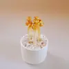 Zibo vidriado de colores adornos pequeños hechos a mano hoja de loto brotes de loto hongo rocío de lluvia maceta manualidades decorativas de escritorio