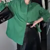 2025 Novo Outono Estilo Coreano Tops Femininos Design Feminino Nicho Camisas de Manga Longa Tops Verdes
