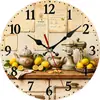 Suministrado directamente por el fabricante: Reloj de pared de cocina con temática de limón, estilo rústico y pastoral, diseño creativo de frutas, reloj de pared silencioso, venta al por mayor para exportación
