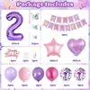 Conjunto de Balões Roxo com Números 32 polegadas, Faixa de Aniversário Rosa, Decoração para Festa de Primeiro Aniversário Infantil