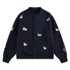 Cardigan Tricot Preto Tendência Outono e Inverno com Decote V para Homens, Luxo Acessível Jaqueta Tricot Slim Bordada Abelhinha para Homens