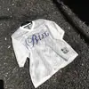 Camiseta de Malla Grande Estampado Floral Blanco Número 23 Jersey Retro Estilo Americano Diseño Hueco Manga Corta para Hombre