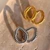 Pendientes de Aro Lisos Vintage Dazan al por Mayor Estilo Europeo y Americano Acero de Titanio Galvanizado con Oro Real de 18K Pendientes Huecos Irregulares en Relieve