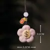 Colgante de flor de dinero tallada en madera, adorno decorativo de incrustaciones, llavero para coche, colgador para bolsa, pequeño colgante de artesanía de madera
