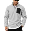 2026 Europa Transfronteriza Otoño Invierno Cuello Alto Media Cremallera Peso Pesado Más Terciopelo Cálido Casual Sudadera con Capucha de Manga Larga para Hombre