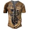 Camiseta con estampado digital para hombre, estilo europeo y americano, con estampado náutico, cuello redondo y 7 hebillas, informal, de manga corta.