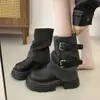 Botines de Diseño Retro First Encounter Season para Mujer Otoño/Invierno 2026 Botas Martin de Suela Gruesa que Aumentan la Altura para Mujeres Petites Botines Cortos