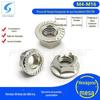 Porca de flange hexágono de aço inoxidável 304 316 DIN6923 porca de bloqueio antiderrapante dentada M4-M16