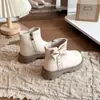 Botas Martin para Niñas Otoño Invierno Estilo Nuevo Decoración de Lazo Perla Suela Suave Antideslizante Botines para Niños Botas de Princesa Británicas