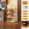 Prateleira de Armazenamento para Cozinha Multicamadas de Chão Carrinho Pequeno Cesta de Armazenamento Doméstica Cesta Móvel com Rodas para Frutas, Legumes e Lanches