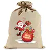 Bolsa de regalo de arpillera con cordón grande de Navidad, bolsa para regalo, embalaje de fiesta, bolsa de almacenamiento, bolsa para regalo de juguete para niños