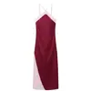 Vestido de moda sexy de mujer con cuello halter y bloques de color, popular en AliExpress europeo y americano transfronterizo