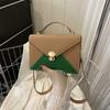 Bolsa Envelope Transversal de Ombro Único para mulheres 2023 nova moda simples costura em cores contrastantes bolsa quadrada pequena que combina com tudo