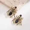 Brincos de Aranha Grandes com Pedras de Diamante em Liga Metálica, Estilo Escuro Exagerado Único Europeu e Americano, Acessórios de Orelha Personalizados para Festas